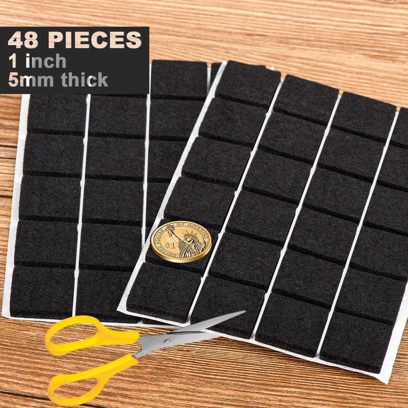 PremiFix Square Felt Pads for Chair Legs  Square Felt Furniture Pads 1 inch 48 Pieces Pack Black  Square Furniture Pads for Hardwood Floor 5mm Thick - Image 5